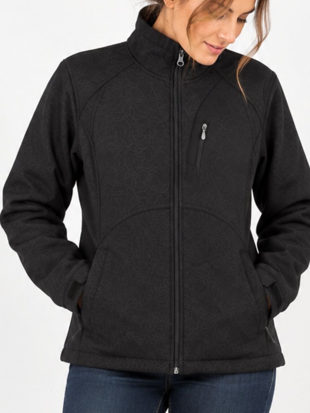 Kirkland Signature Black Floral Softshell Jacket Medium